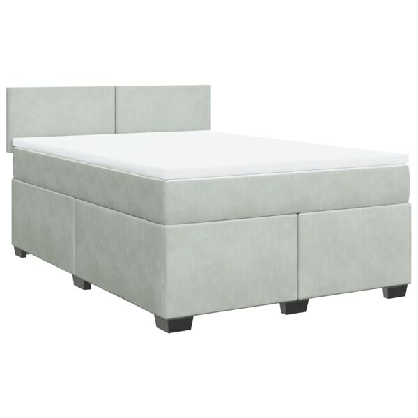 vidaXL Sommier &agrave; lattes de lit et matelas Gris clair 140x200cm Velours