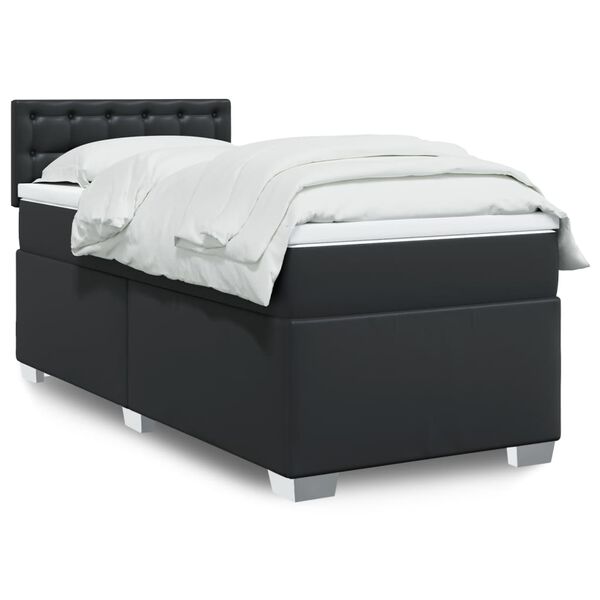 vidaXL Sommier à lattes de lit avec matelas Noir 80x200cm Similicuir