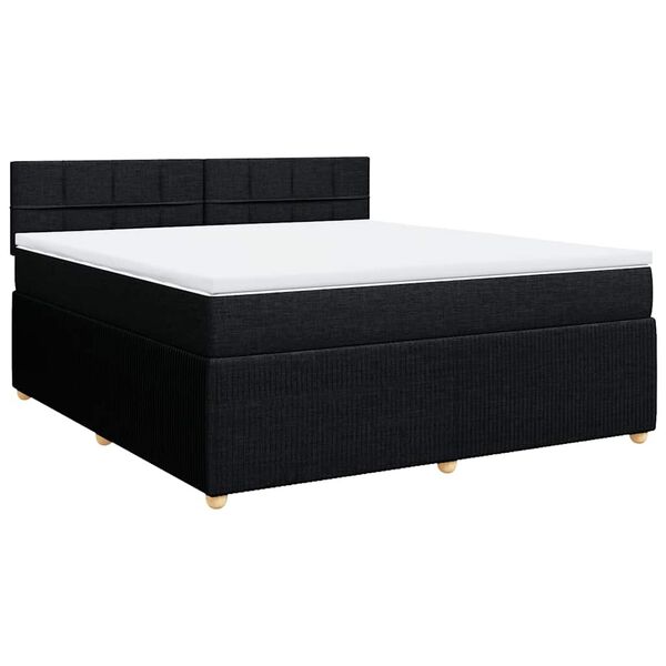 vidaXL Sommier &agrave; lattes de lit avec matelas Noir 180x200 cm Tissu