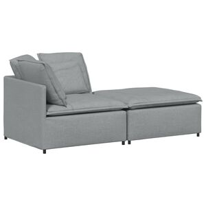 vidaXL Canap&eacute; modulable avec repose-pieds et coussins en tissu gris clair