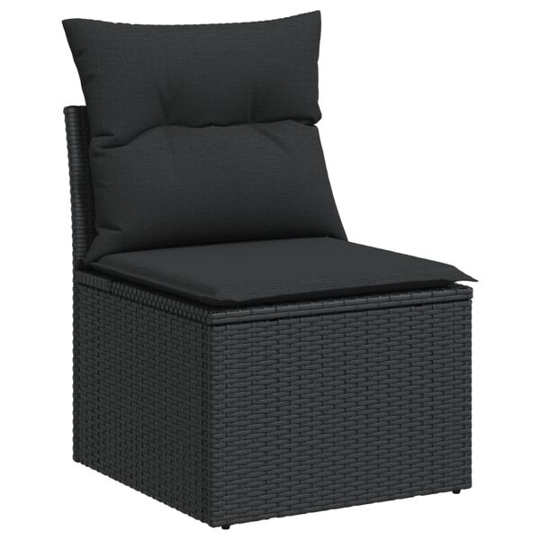 vidaXL Salon de jardin 8 pcs avec coussins noir r&eacute;sine tress&eacute;e