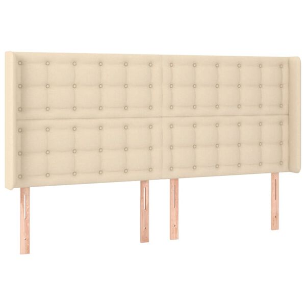 vidaXL T&ecirc;te de lit &agrave; LED Cr&egrave;me 203x16x118/128 cm Tissu