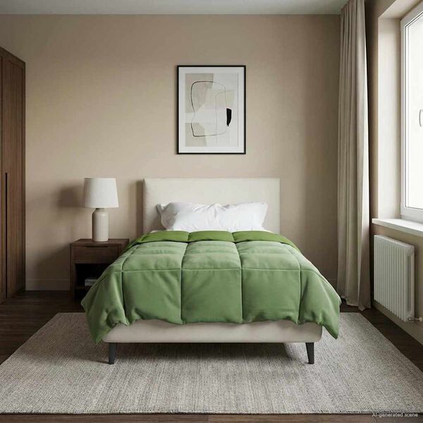 vidaXL Duvet d'&eacute;t&eacute; simple Matelass&eacute; Vert 155 x 200 cm Microfibre