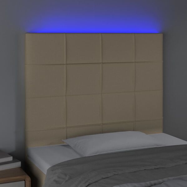 vidaXL T&ecirc;te de lit &agrave; LED Cr&egrave;me 100x5x118/128 cm Tissu