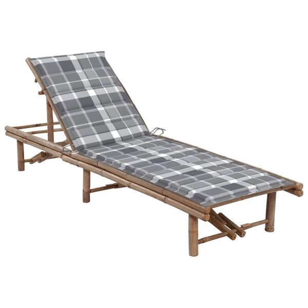 vidaXL Chaise longue de jardin avec coussin Bambou