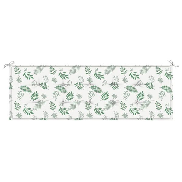 vidaXL Coussin de banc de jardin motif de feuilles 150x50x3 cm