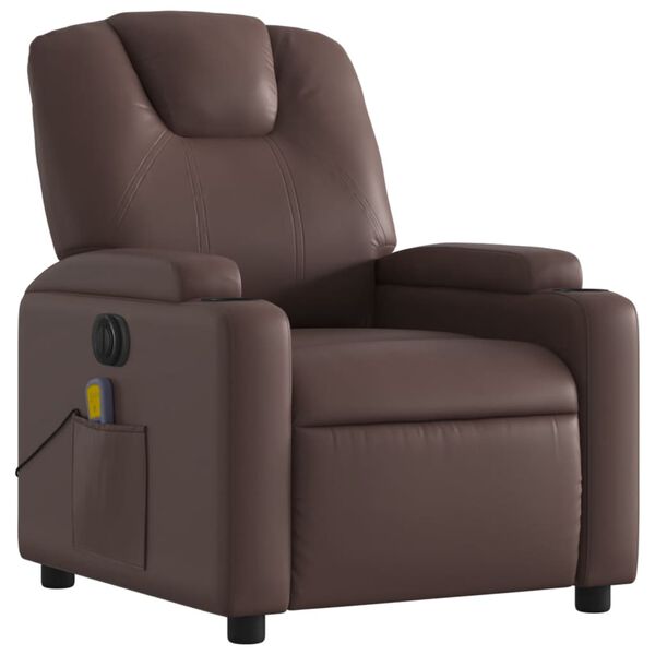 vidaXL Fauteuil de massage inclinable &eacute;lectrique marron similicuir