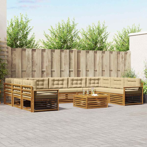 vidaXL Ensembles de canap&eacute;s avec coussin 10 pcs Naturel et Beige