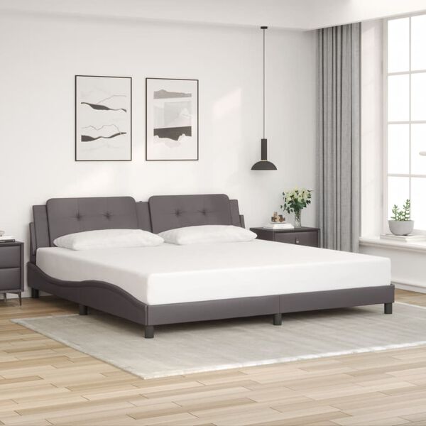 vidaXL Cadre de lit avec LED sans matelas Zadar gris 200x200 cm
