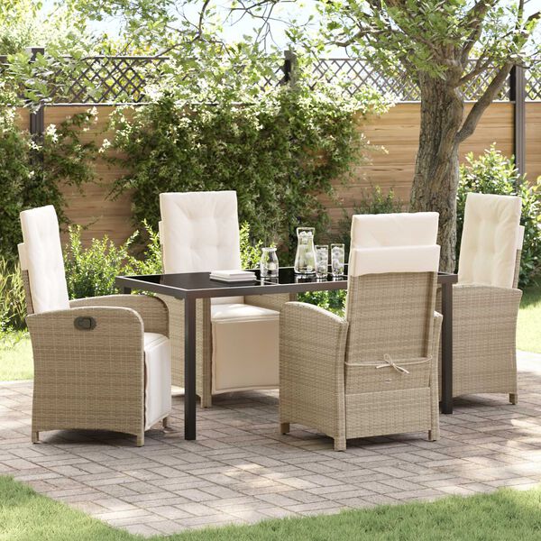 vidaXL Ensemble de salle &agrave; manger pour jardin 5 pcs Beige polyrotin