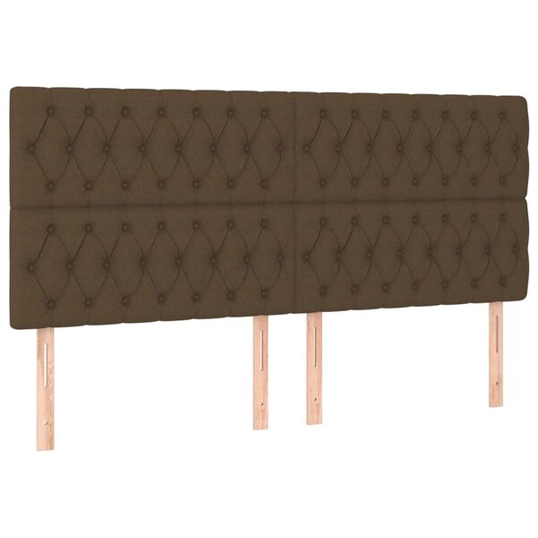 vidaXL T&ecirc;te de lit marron fonc&eacute; 180 x 7 x 118/128 cm Tissu