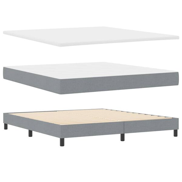 vidaXL Lit &agrave; ressorts avec matelas Gris clair 200 x 180 cm Polyester