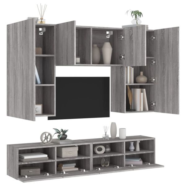 vidaXL Unit&eacute;s murales TV 5 pcs sonoma gris bois d'ing&eacute;nierie