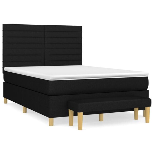 vidaXL Sommier &agrave; lattes de lit avec matelas Noir 140x200 cm Tissu