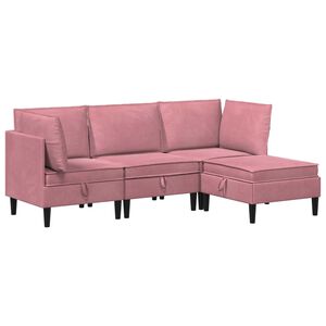 vidaXL Ensemble de meubles pour le salon 4 pc Rose Velours