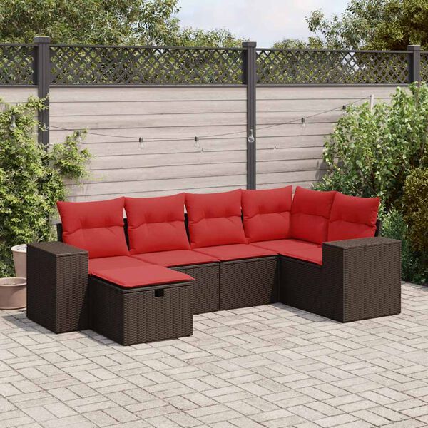 vidaXL Salon de jardin avec coussins 6 pcs marron r&eacute;sine tress&eacute;e