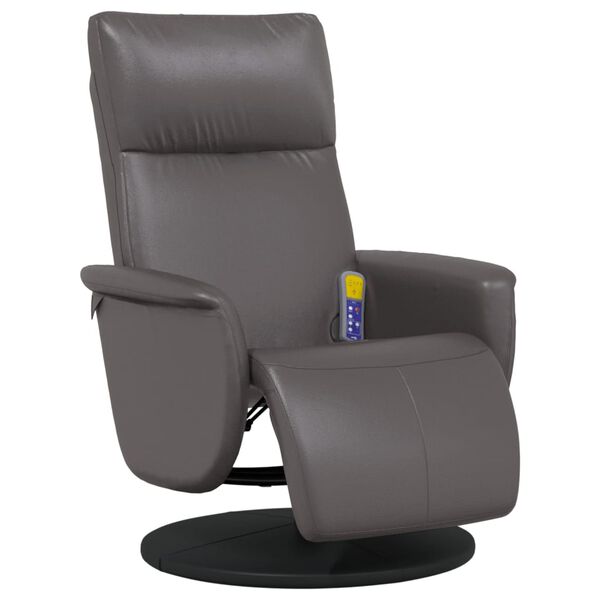 vidaXL Fauteuil inclinable de massage repose-pieds gris similicuir