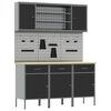 vidaXL Placard de travail 7 pcs Noir Bois d'ing&eacute;nierie et acier