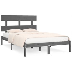 vidaXL Cadre de lit sans matelas gris 200x200 cm bois massif