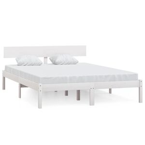 vidaXL Cadre de lit sans matelas blanc bois massif