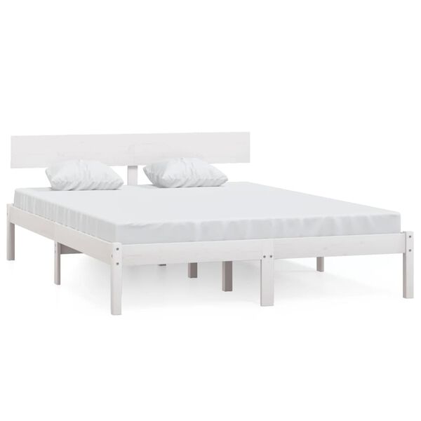 vidaXL Cadre de lit sans matelas blanc bois massif