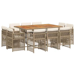 vidaXL Ensemble &agrave; manger de jardin et coussins 11 pcs beige poly rotin