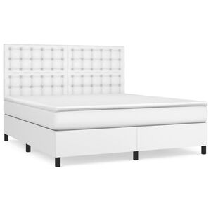 vidaXL Sommier &agrave; lattes de lit avec matelas Blanc 160x200cm Similicuir