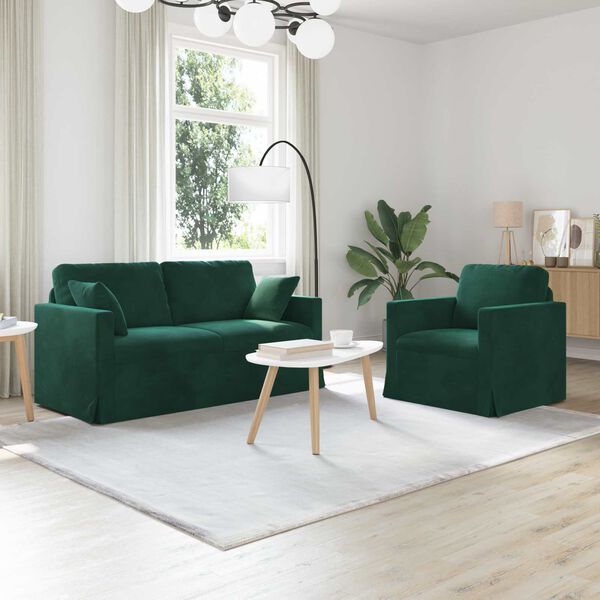 vidaXL Canap&eacute; 2 pcs Vert fonc&eacute; 158 x 78 x 80 cm Velours