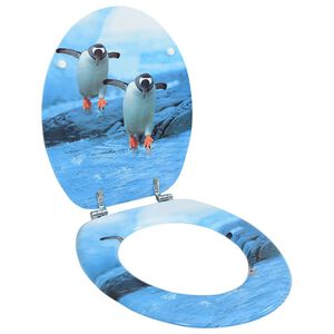 vidaXL Si&egrave;ge de toilette avec couvercle MDF Design de pingouin