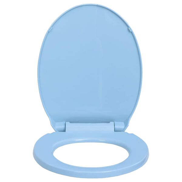 vidaXL Si&egrave;ge de toilette &agrave; fermeture en douceur Bleu Ovale