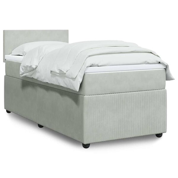 vidaXL Sommier à lattes de lit et matelas Gris clair 90x200 cm Velours