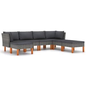 vidaXL Salon de jardin 7 pcs avec coussins R&eacute;sine tress&eacute;e Gris