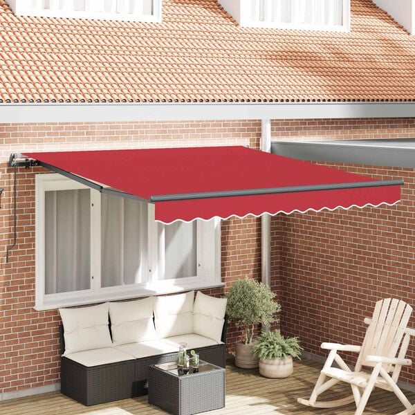 vidaXL Auvent R&eacute;tractable Rouge 300 x 250 cm Polyester et Acier