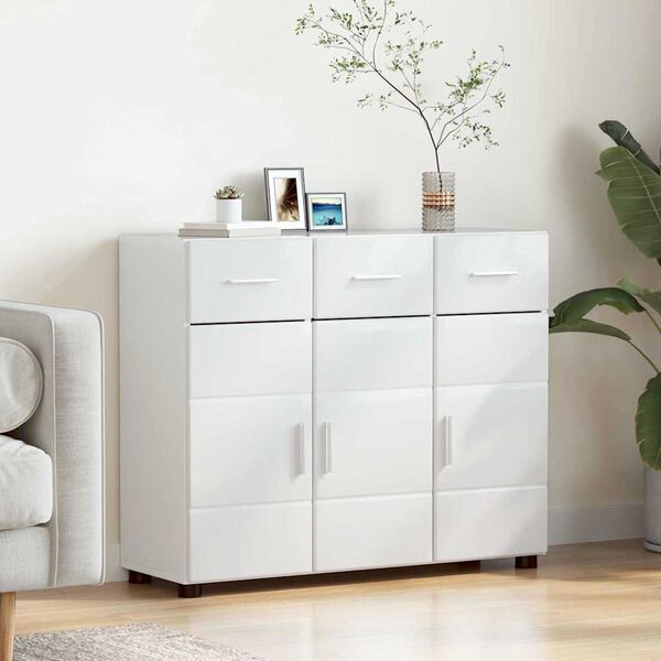 vidaXL Buffet avec &eacute;tag&egrave;re FLORIN Blanc brillant 88,5 x 30,5 x 73 cm
