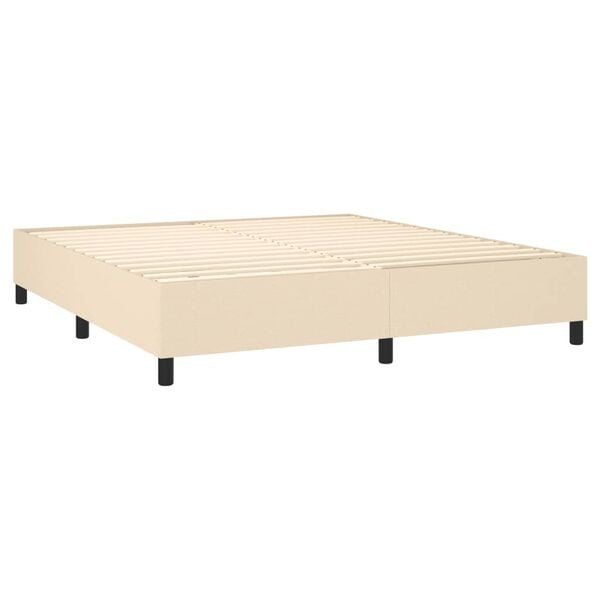 vidaXL Sommier &agrave; lattes de lit avec matelas Cr&egrave;me 160x200 cm Tissu