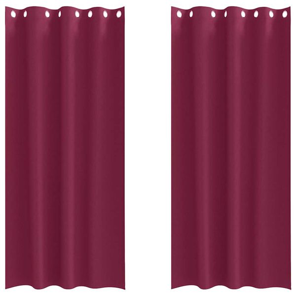 vidaXL Rideaux occultants avec anneaux 2 pcs Bordeaux 260 x 140 cm