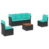 vidaXL Salon de jardin 6 pcs avec coussins noir r&eacute;sine tress&eacute;e