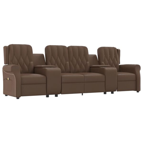 vidaXL Fauteuil inclinable porte-gobelets 4 places marron similicuir