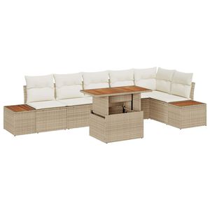 vidaXL Ensemble de canap&eacute; de jardin 7 pc Beige Poly rotin