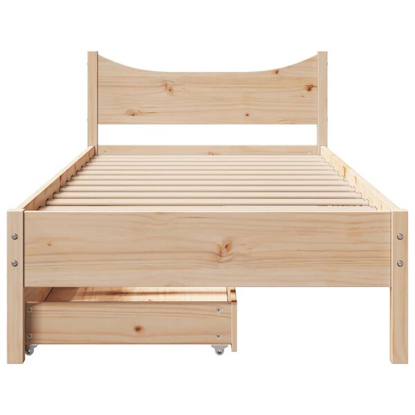 vidaXL Cadre de lit avec tiroirs 90x190 cm bois de pin massif