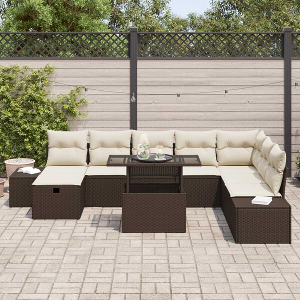 vidaXL Ensemble de canapé de jardin 11 pcs Marron Poly rotin