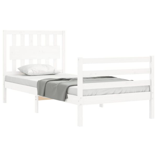 vidaXL Cadre de lit sans matelas blanc bois massif