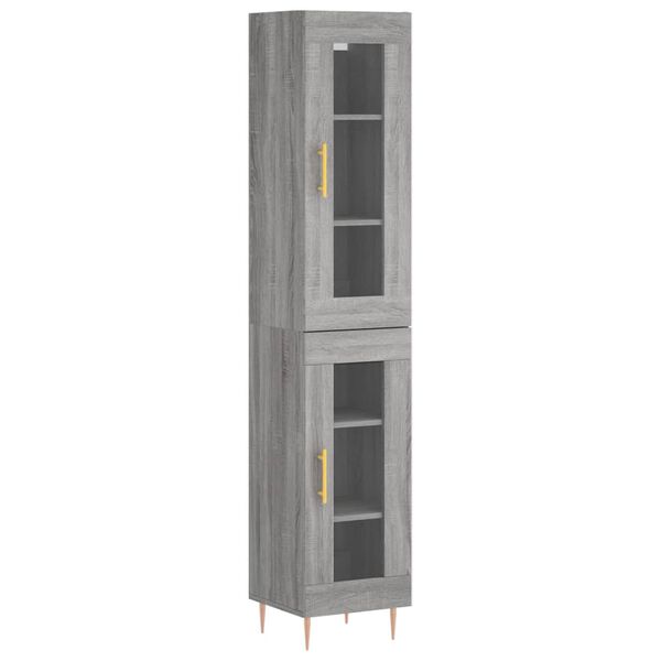 vidaXL Buffet haut Sonoma gris 34,5x34x180 cm Bois d'ing&eacute;nierie
