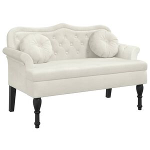 vidaXL Banc avec coussins cr&egrave;me 120,5x65x75 cm velours