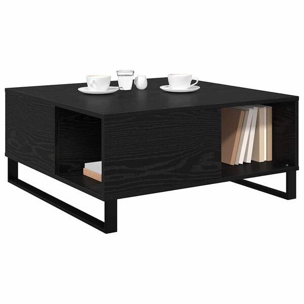 vidaXL Table basse Ch&ecirc;ne noir 80 x 80 x 36,5 cm Bois d'ing&eacute;nierie