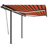 vidaXL Auvent automatique capteur de vent LED 3,5x2,5 m Orange marron