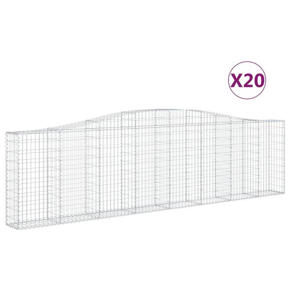 vidaXL Paniers à gabions arqués 20 pcs 400x30x100/120 cm Fer galvanisé