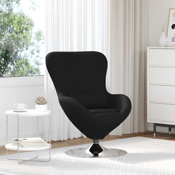 vidaXL Fauteuil &oelig;uf Noir 63 x 73 x 90 cm tissu