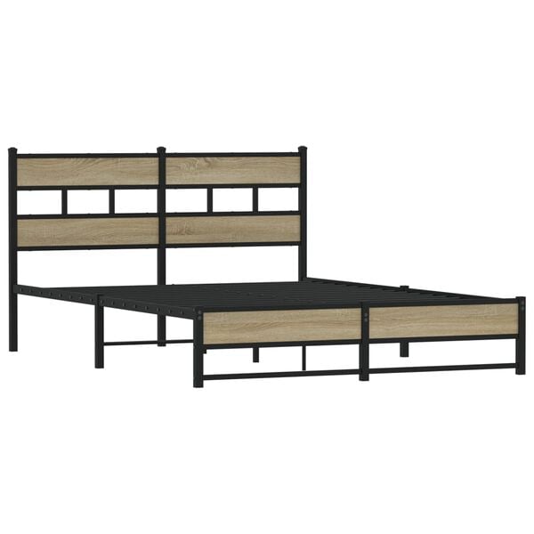vidaXL Cadre de lit en m&eacute;tal sans matelas ch&ecirc;ne sonoma 140x190 cm