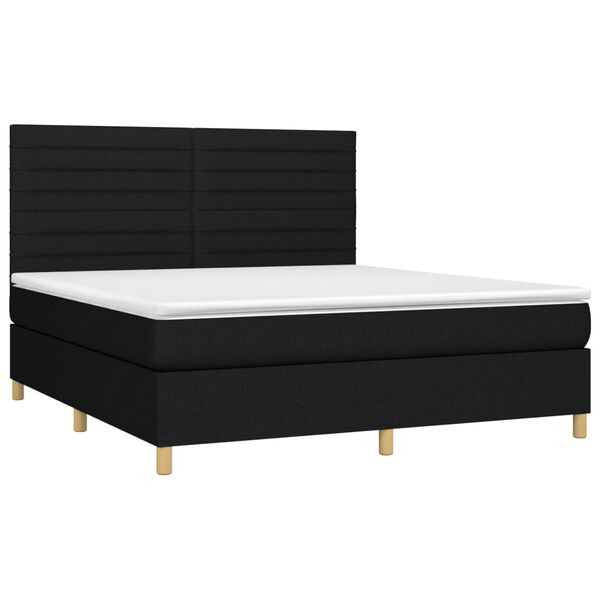 vidaXL Sommier &agrave; lattes de lit et matelas et LED Noir 160x200 cm Tissu